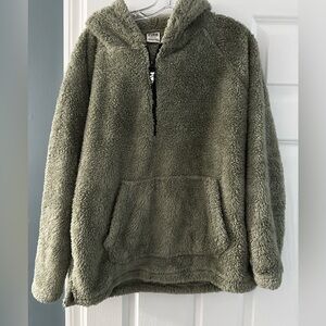 Cozy Green VS Pink brand Sherpa Pullover Hoodie